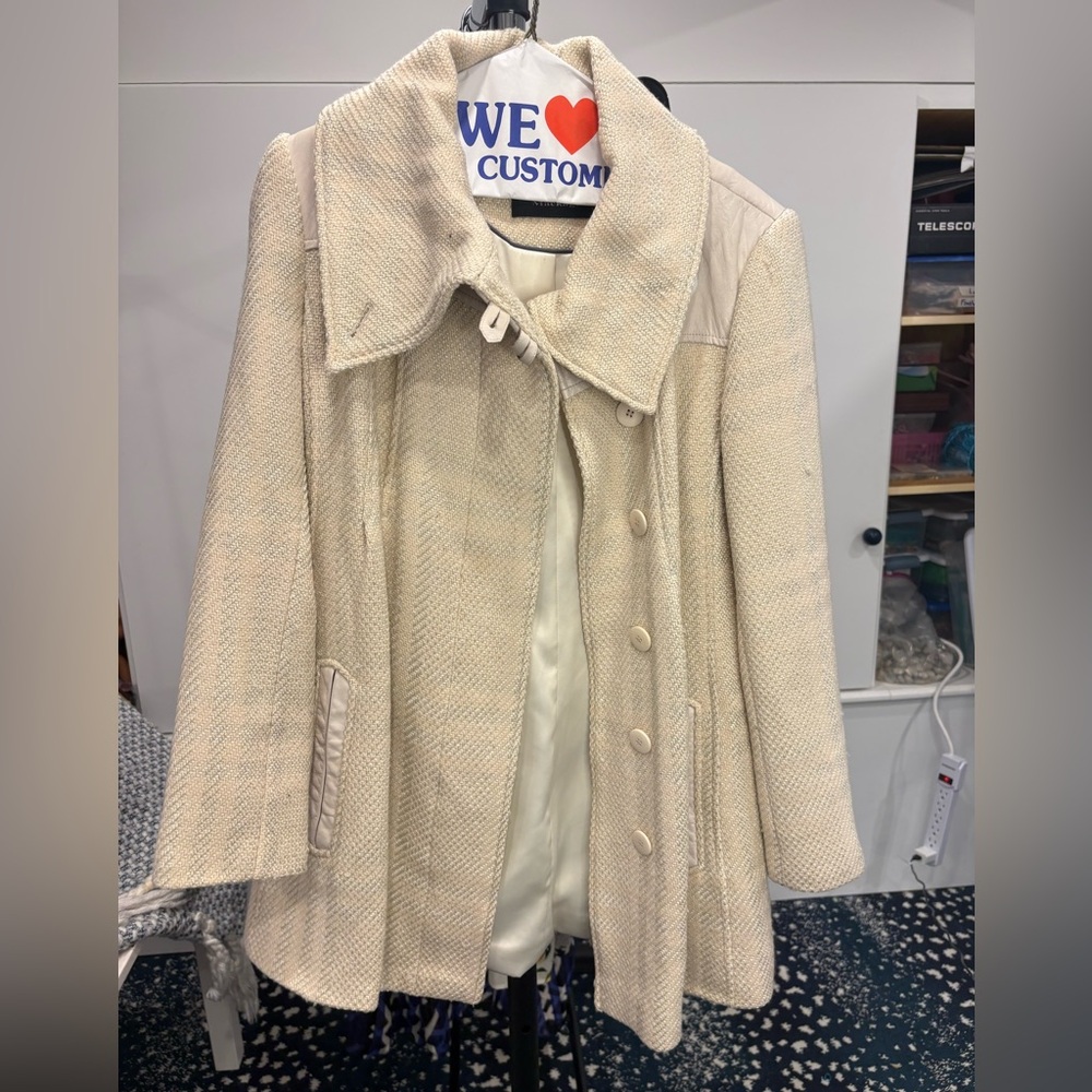 Mackage Cream Textured Trench Coat